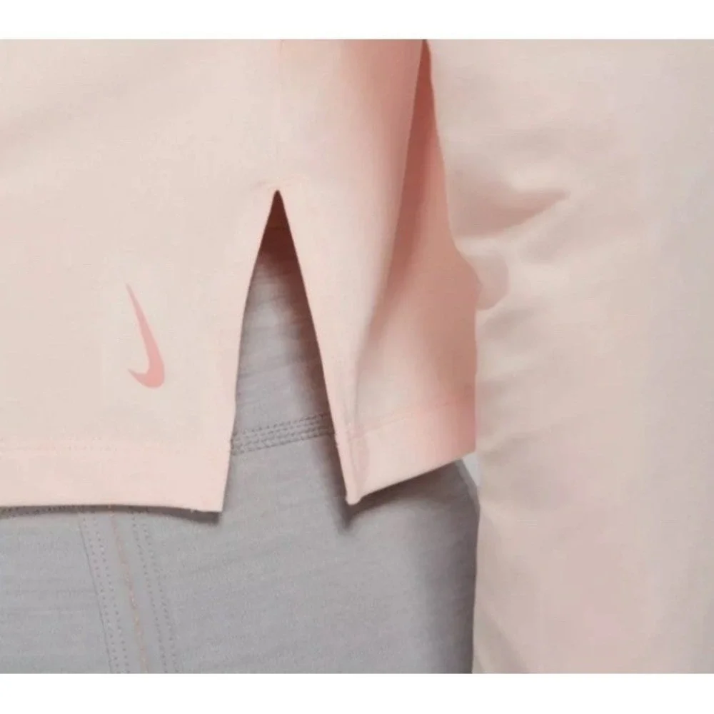 NWT Nike Yoga Hoodie Womens Jersey Cropped Long Sleeve Washed Coral Pink SIZE S